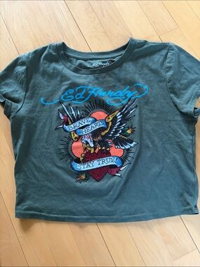 Ed Hardy Girls' Green Graphic Tee - Brave Heart Design